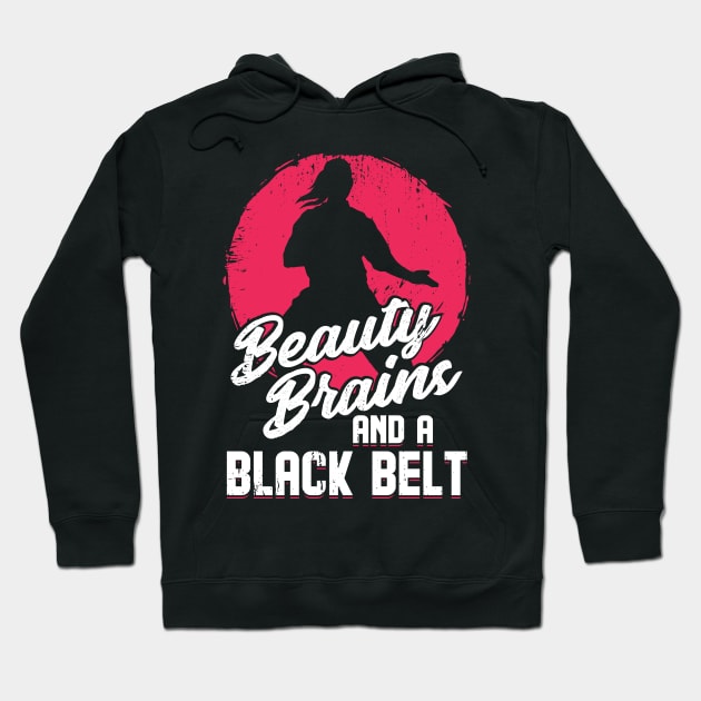 Beauty Brains & A Black Belt Karate Girl Gift Hoodie by Dolde08